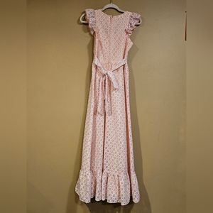 THE HOUSE OF NU-MODE pink Maxi Length eyelet Lace Tie Back Vintage Dress